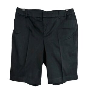 Charter Club Black Bermuda Shorts Womens Size 10 Classic Flat Front Mid Length